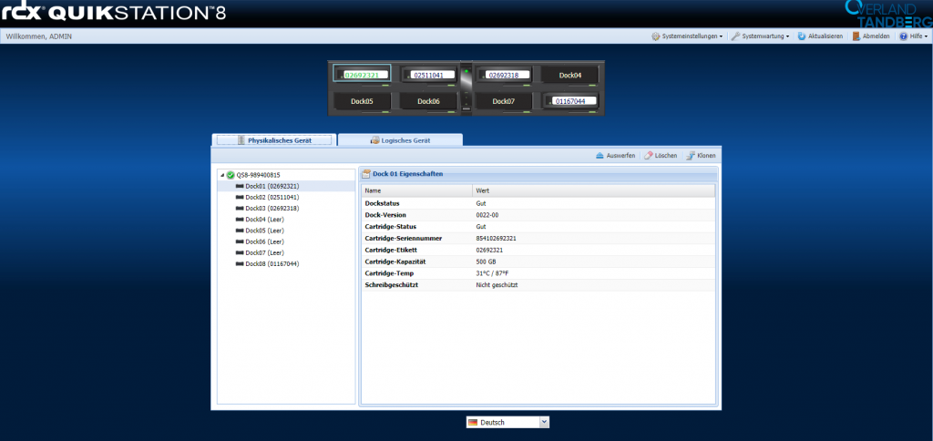 RDX QuikStation Remote Management Console (RMC)